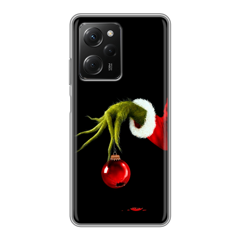 Силиконовый чехол на Xiaomi Poco X5 Pro с принтом Новый год Гринч Силиконовый чехол на Xiaomi Poco X5 Pro с принтом Новый год Гринч