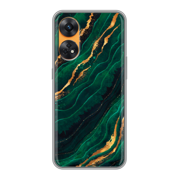 Силиконовый чехол на OPPO Reno8 T с принтом Мрамор зеленое золото