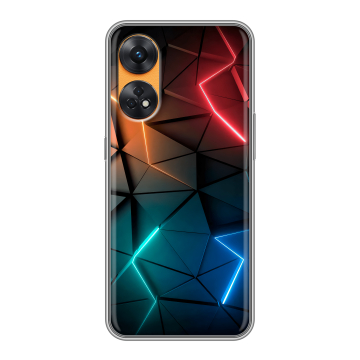 Силиконовый чехол на OPPO Reno8 T с принтом Абстракция неон