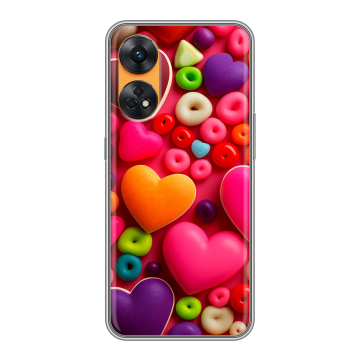 Силиконовый чехол на OPPO Reno8 T с принтом Сердечки