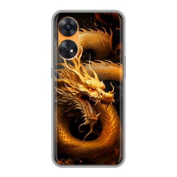 Силиконовый чехол на OPPO Reno8 T с принтом Золотой дракон Силиконовый чехол на OPPO Reno8 T с принтом Золотой дракон