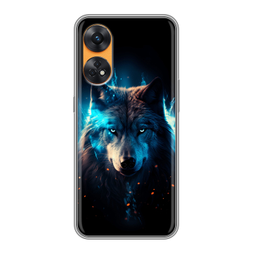 Силиконовый чехол на OPPO Reno8 T с принтом Волк ночной