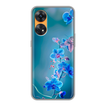 Силиконовый чехол на OPPO Reno8 T с принтом Голубые цветы