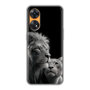 Силиконовый чехол на OPPO Reno8 T с принтом Лев кошки