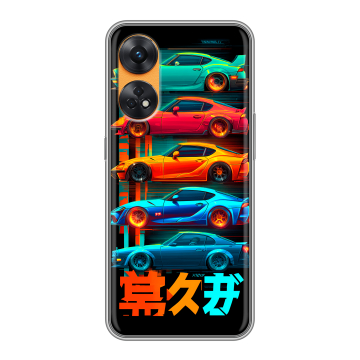 Силиконовый чехол на OPPO Reno8 T с принтом машины тачки