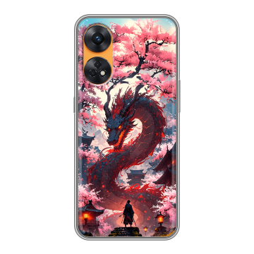 Силиконовый чехол на OPPO Reno8 T с принтом Дракон Японский