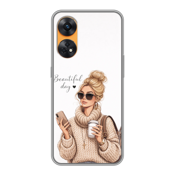Силиконовый чехол на OPPO Reno8 T с принтом женский