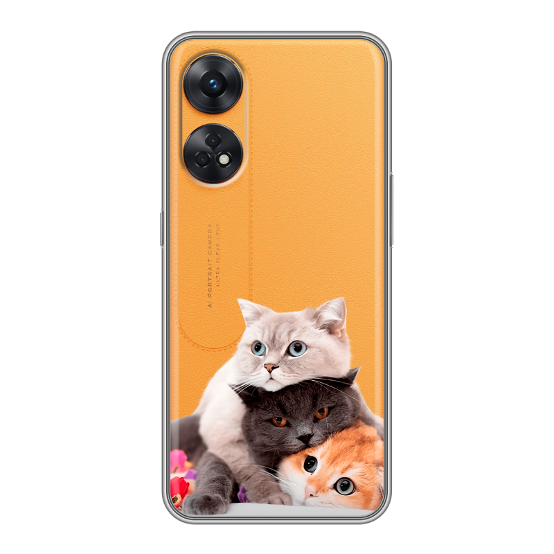 Силиконовый чехол на OPPO Reno8 T с принтом Кошки Силиконовый чехол на OPPO Reno8 T с принтом Кошки