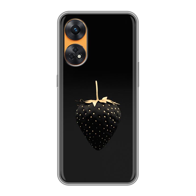 Силиконовый чехол на OPPO Reno8 T с принтом Черная клубника Силиконовый чехол на OPPO Reno8 T с принтом Черная клубника