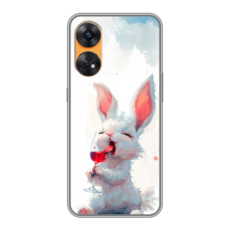 Силиконовый чехол на OPPO Reno8 T с принтом кролик зайчик Силиконовый чехол на OPPO Reno8 T с принтом кролик зайчик