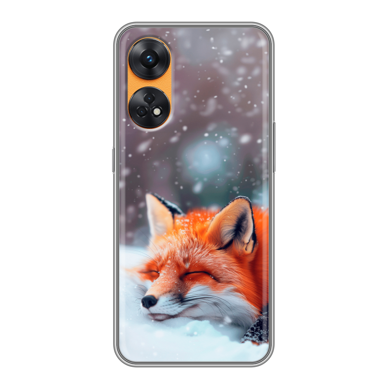 Силиконовый противоударный чехол на OPPO Reno8 T с принтом лиса Силиконовый противоударный чехол на OPPO Reno8 T с принтом лиса