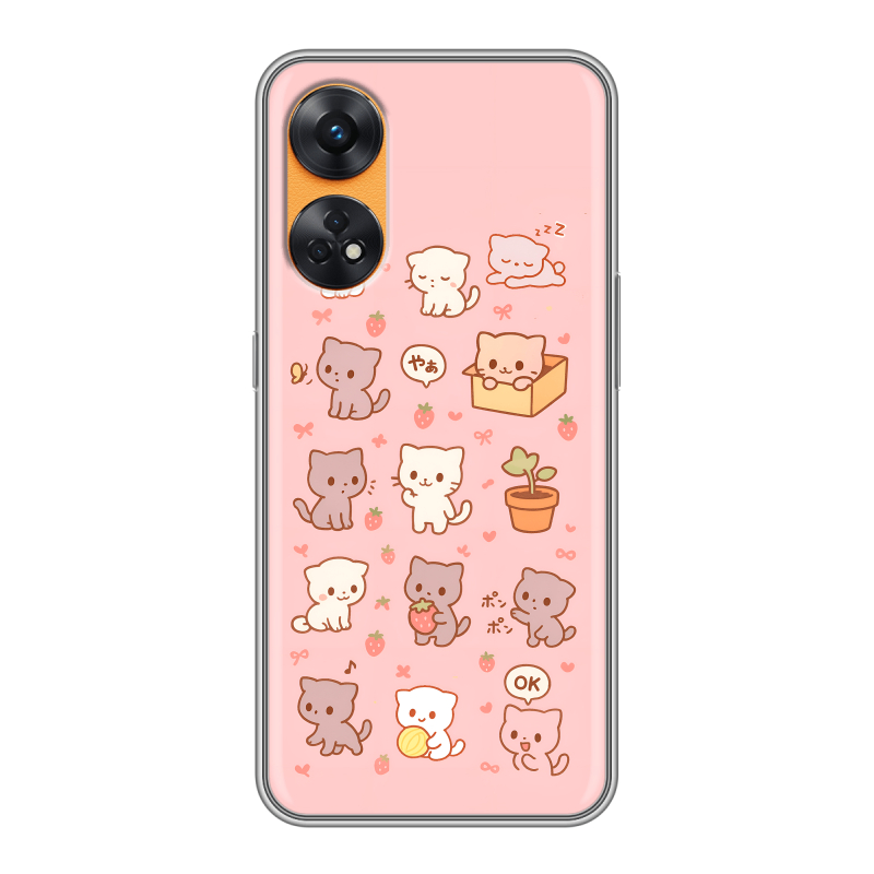 Силиконовый противоударный чехол на OPPO Reno8 T с принтом Hello Kitty Хелоу Кити Силиконовый противоударный чехол на OPPO Reno8 T с принтом Hello Kitty Хелоу Кити
