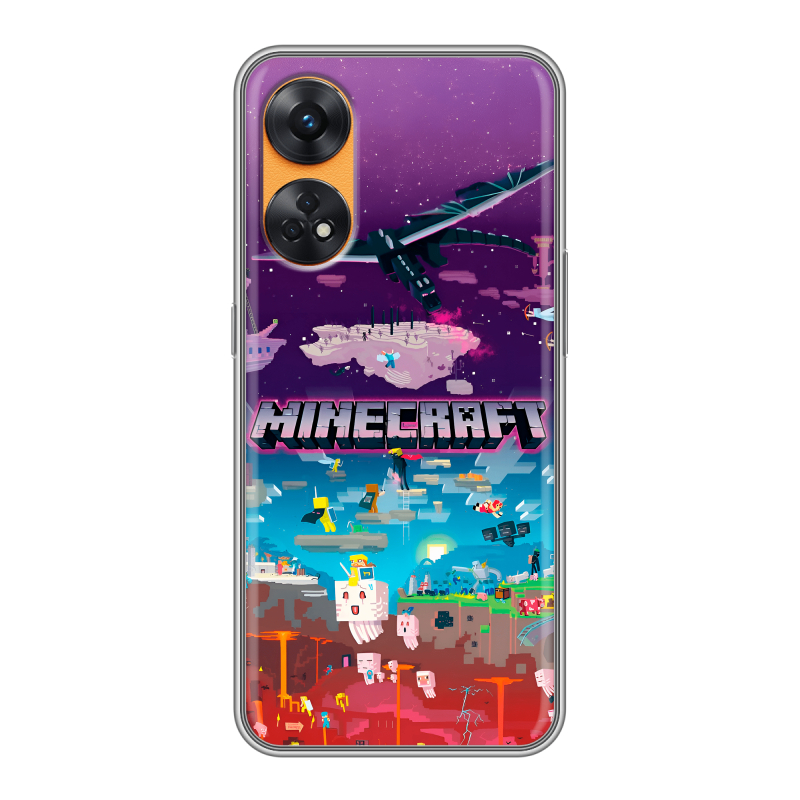 Силиконовый противоударный чехол на OPPO Reno8 T с принтом Майнкрафт Minecraft Силиконовый противоударный чехол на OPPO Reno8 T с принтом Майнкрафт Minecraft