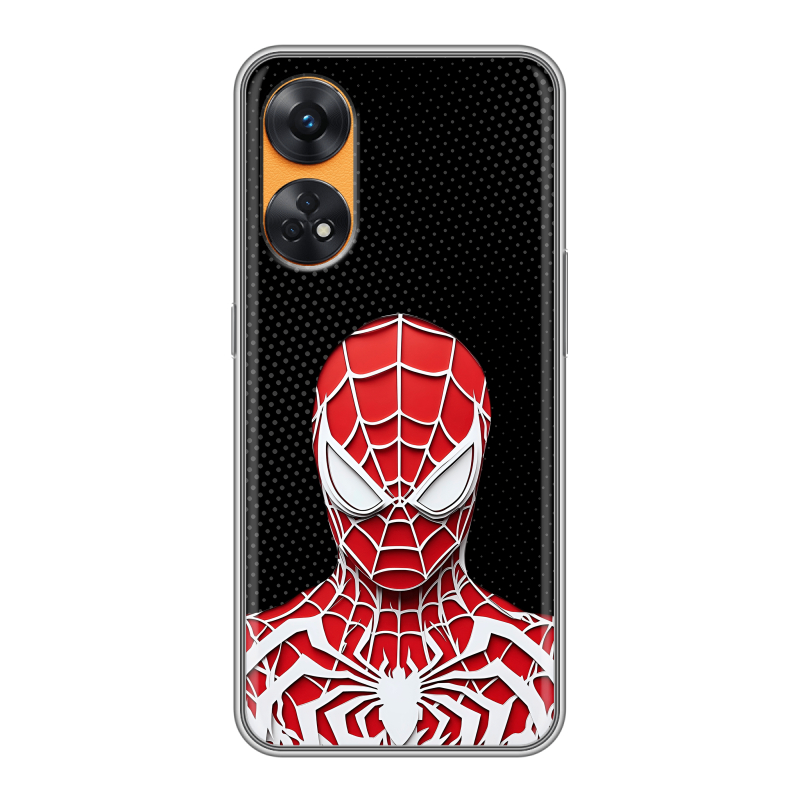 Силиконовый чехол на OPPO Reno8 T с принтом человек паук spiderman Силиконовый чехол на OPPO Reno8 T с принтом человек паук spiderman