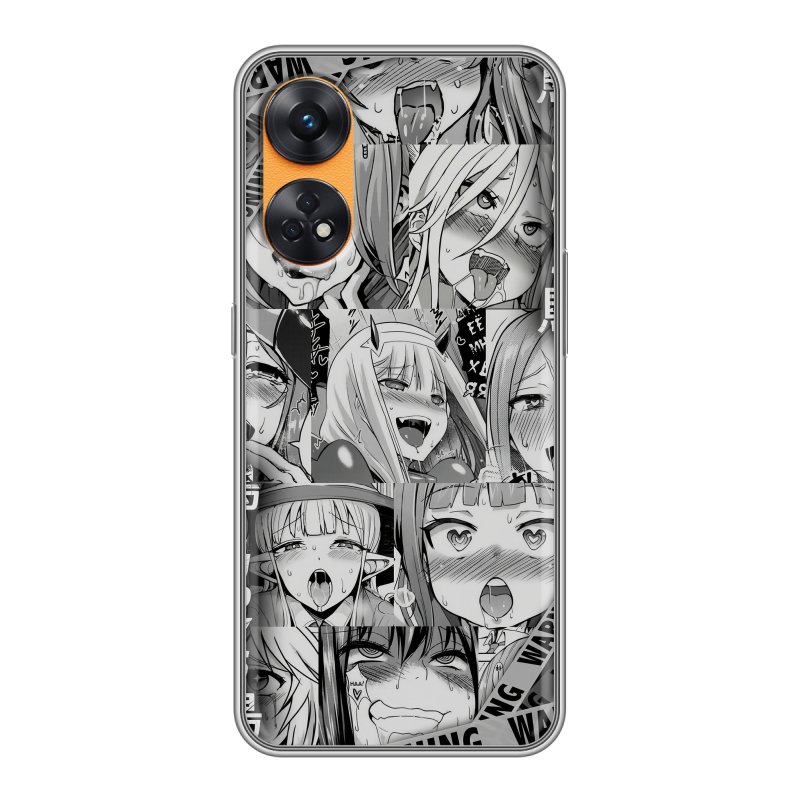 Силиконовый противоударный чехол на OPPO Reno8 T с принтом Ahegao Ахегао Аниме Силиконовый противоударный чехол на OPPO Reno8 T с принтом Ahegao Ахегао Аниме