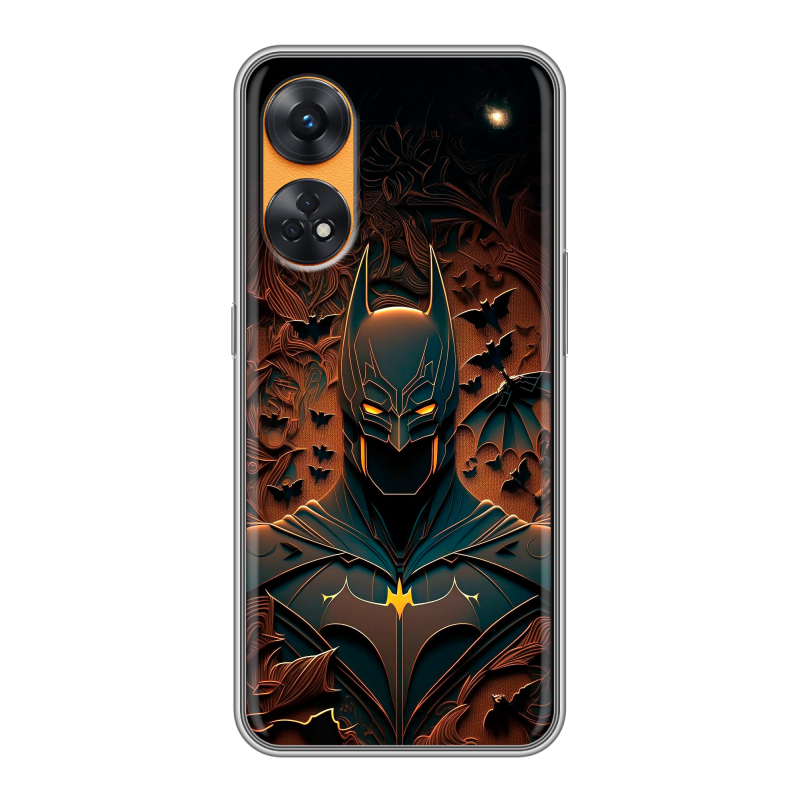 Силиконовый противоударный чехол на OPPO Reno8 T с принтом Batman Бэтмен Силиконовый противоударный чехол на OPPO Reno8 T с принтом Batman Бэтмен