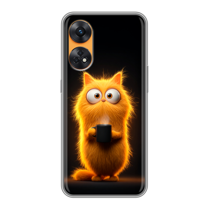 Силиконовый противоударный чехол на OPPO Reno8 T с принтом Смешной кот Силиконовый противоударный чехол на OPPO Reno8 T с принтом Смешной кот