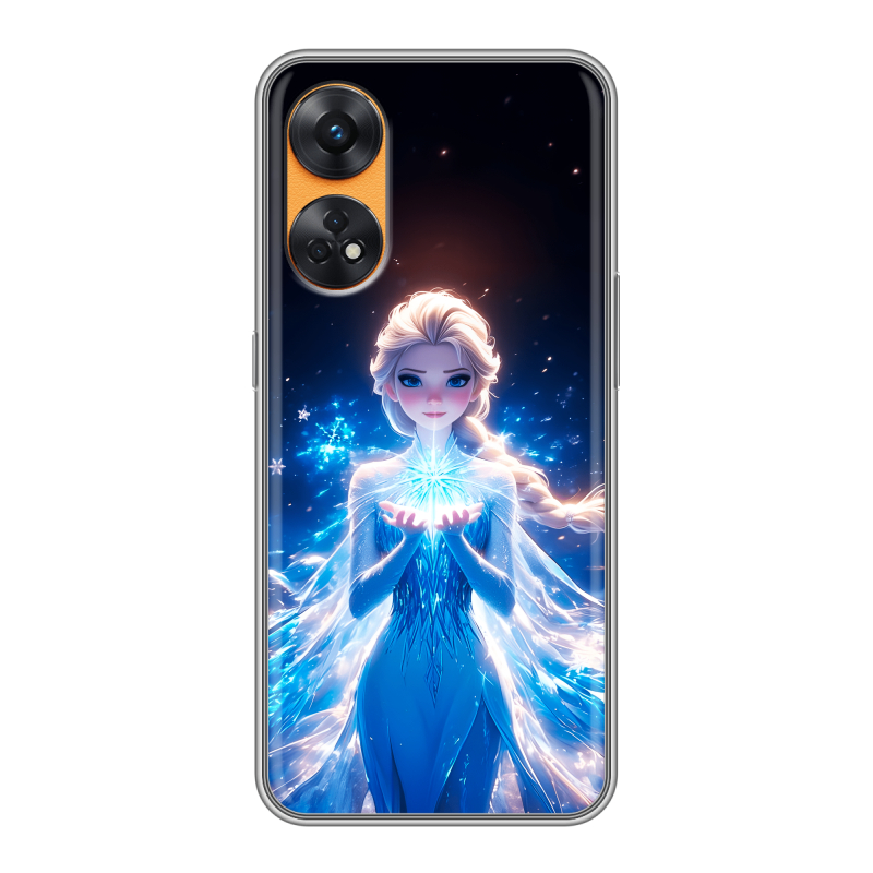 Силиконовый чехол на OPPO Reno8 T с принтом Холодное сердце Frozen Силиконовый чехол на OPPO Reno8 T с принтом Холодное сердце Frozen