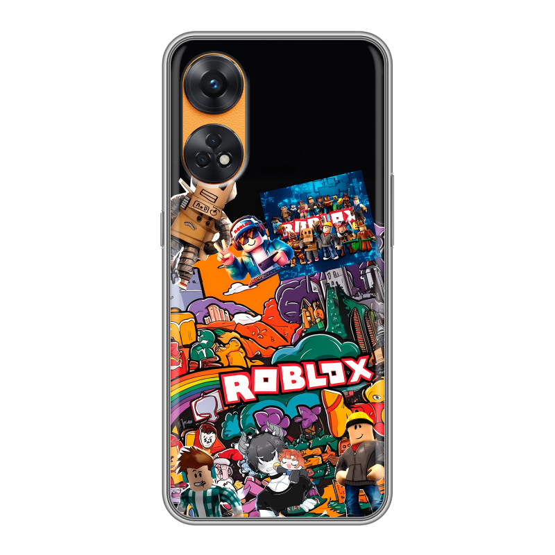 Силиконовый противоударный чехол на OPPO Reno8 T с принтом Roblox Роблокс Силиконовый противоударный чехол на OPPO Reno8 T с принтом Roblox Роблокс