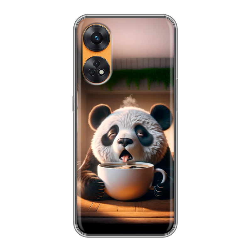 Силиконовый чехол на OPPO Reno8 T с принтом смешная панда Силиконовый чехол на OPPO Reno8 T с принтом смешная панда