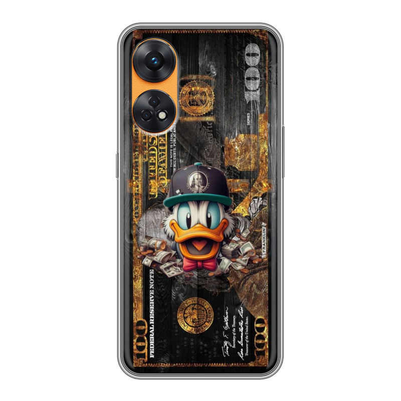 Силиконовый чехол на OPPO Reno8 T с принтом Дональд Дак Доллар Силиконовый чехол на OPPO Reno8 T с принтом Дональд Дак Доллар