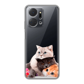 Силиконовый чехол на Huawei Honor X7a с принтом Кошки Силиконовый чехол на Huawei Honor X7a с принтом Кошки