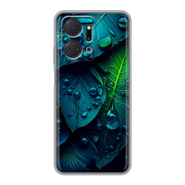 Силиконовый чехол на Huawei Honor X7a с принтом Листья Силиконовый чехол на Huawei Honor X7a с принтом Листья