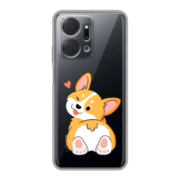 Силиконовый чехол на Huawei Honor X7a с принтом Корги