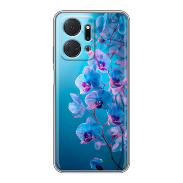 Силиконовый чехол на Huawei Honor X7a с принтом голубые орхидеи