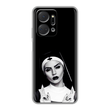 Силиконовый чехол на Huawei Honor X7a с принтом монашка
