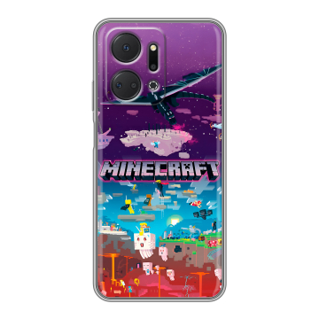 Силиконовый чехол на Huawei Honor X7a с принтом Майнкрафт Minecraft
