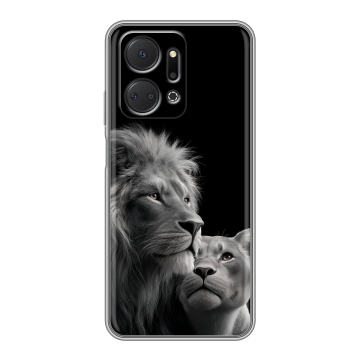 Силиконовый чехол на Huawei Honor X7a с принтом Лев кошки