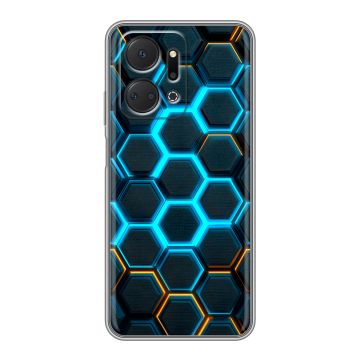 Силиконовый чехол на Huawei Honor X7a с принтом Неоновые соты