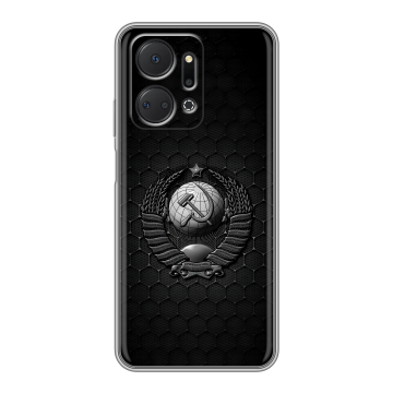Силиконовый чехол на Huawei Honor X7a с принтом Герб Флаг СССР Силиконовый чехол на Huawei Honor X7a с принтом Герб Флаг СССР