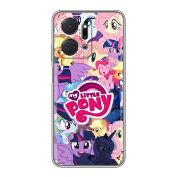 Силиконовый чехол на Huawei Honor X7a с принтом My little pony Дружба чудо