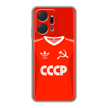 Силиконовый чехол на Huawei Honor X7a с принтом Флаг Герб СССР