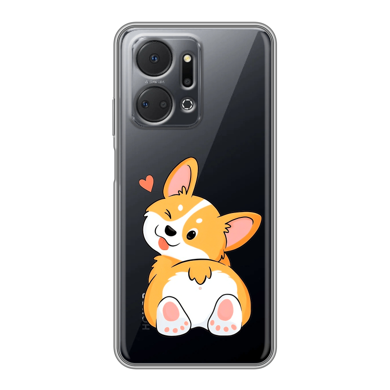 Силиконовый чехол на Huawei Honor X7a с принтом Корги Силиконовый чехол на Huawei Honor X7a с принтом Корги