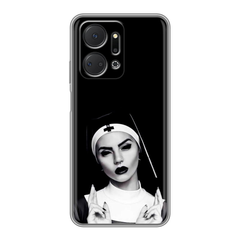 Силиконовый чехол на Huawei Honor X7a с принтом монашка Силиконовый чехол на Huawei Honor X7a с принтом монашка