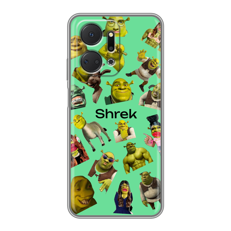 Силиконовый противоударный чехол на Huawei Honor X7a с принтом Шрек Shrek Силиконовый противоударный чехол на Huawei Honor X7a с принтом Шрек Shrek