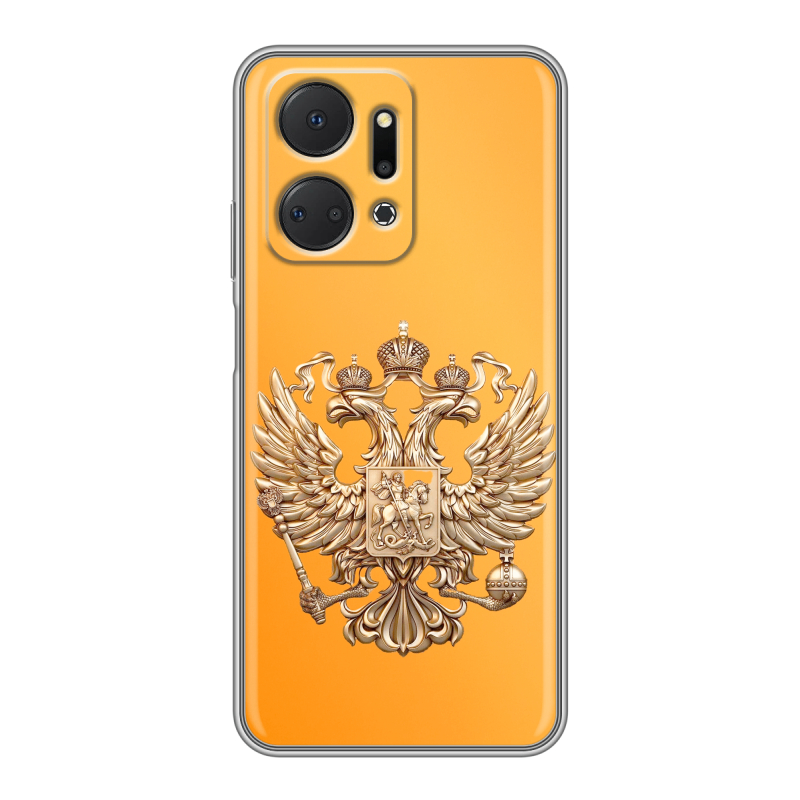 Силиконовый противоударный чехол на Huawei Honor X7a с принтом Герб Флаг России Силиконовый противоударный чехол на Huawei Honor X7a с принтом Герб Флаг России