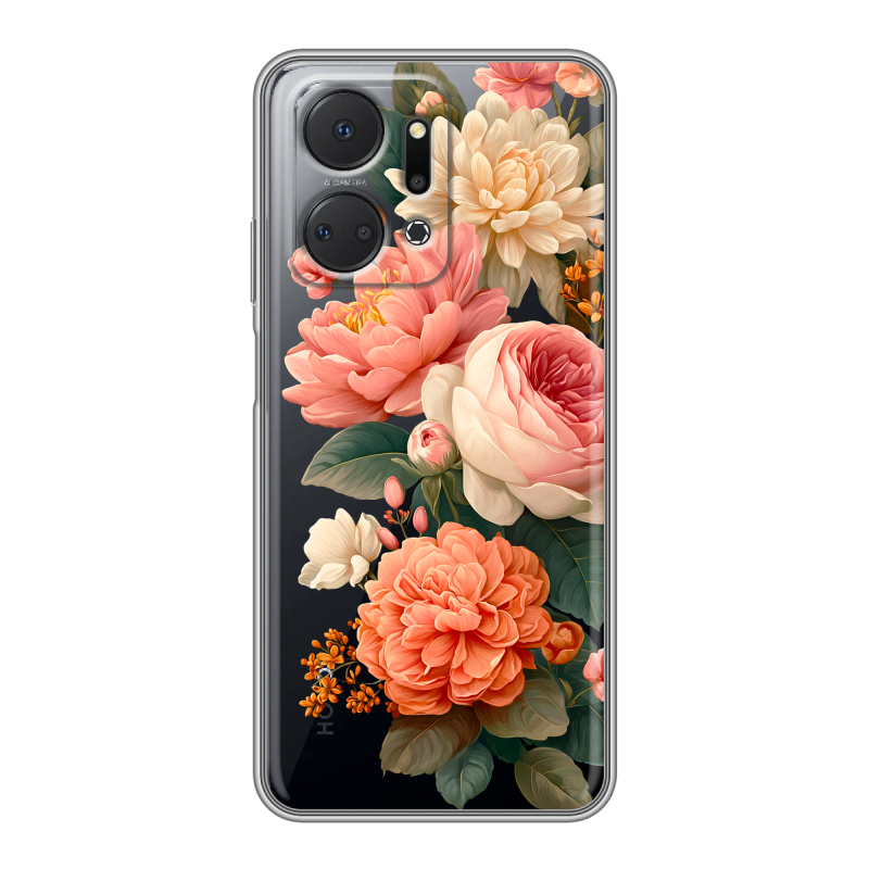 Силиконовый чехол на Huawei Honor X7a с принтом цветы Силиконовый чехол на Huawei Honor X7a с принтом цветы