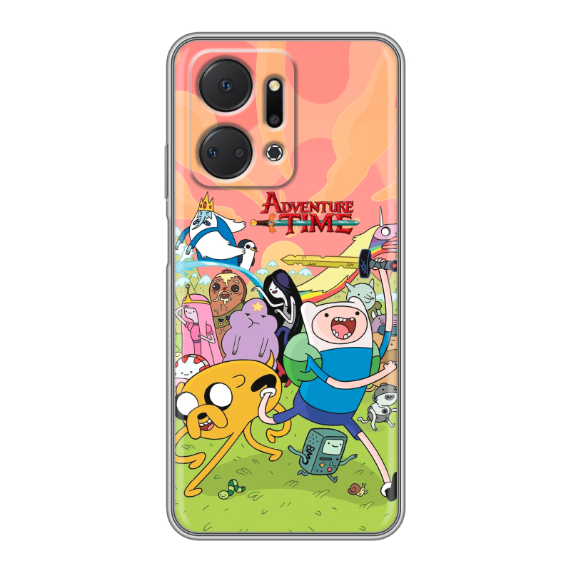 Силиконовый чехол на Huawei Honor X7a с принтом Adventure time Время приключений Силиконовый чехол на Huawei Honor X7a с принтом Adventure time Время приключений