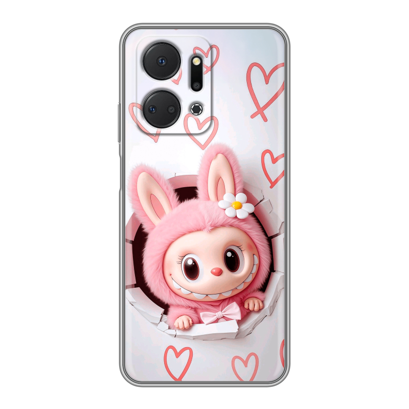 Силиконовый чехол на Huawei Honor X7a с принтом Labubu Лабубу Силиконовый чехол на Huawei Honor X7a с принтом Labubu Лабубу