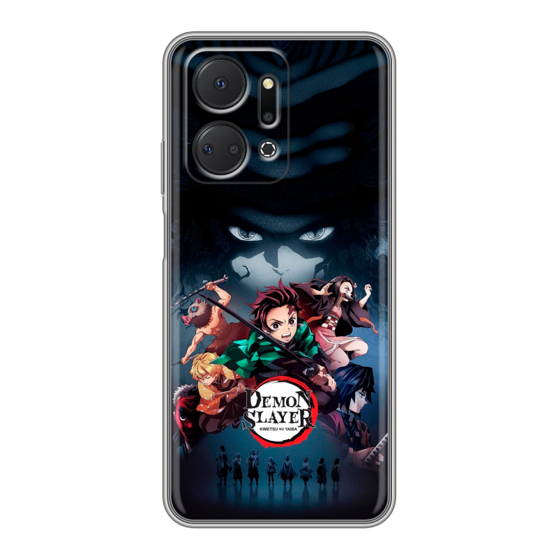 Силиконовый противоударный чехол на Huawei Honor X7a с принтом Demon Slayer Клинок рассекающий демонов Силиконовый противоударный чехол на Huawei Honor X7a с принтом Demon Slayer Клинок рассекающий демонов