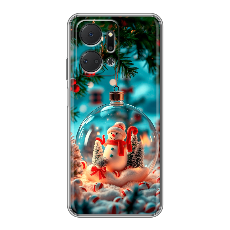 Силиконовый противоударный чехол на Huawei Honor X7a с принтом Новый год Силиконовый противоударный чехол на Huawei Honor X7a с принтом Новый год