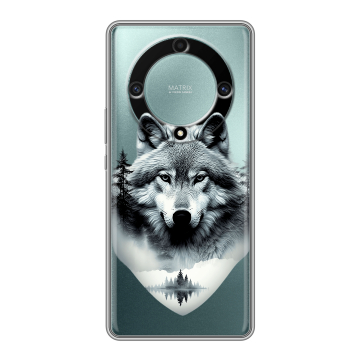 Силиконовый чехол на Huawei Honor X9a с принтом Волк в лесу Силиконовый чехол на Huawei Honor X9a с принтом Волк в лесу