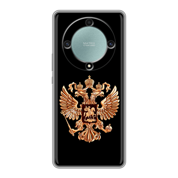 Силиконовый чехол на Huawei Honor X9a с принтом Герб России золотой Силиконовый чехол на Huawei Honor X9a с принтом Герб России золотой