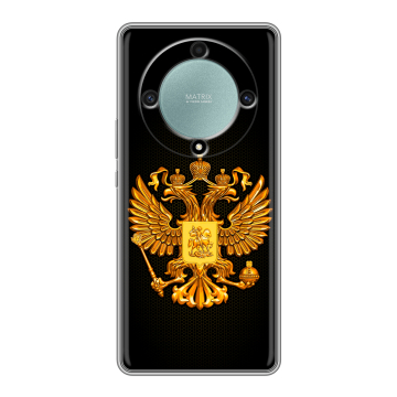 Силиконовый чехол на Huawei Honor X9a с принтом Герб России желтый