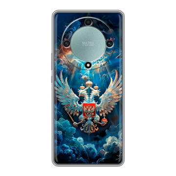 Силиконовый чехол на Huawei Honor X9a с принтом Герб флаг России