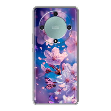 Силиконовый чехол на Huawei Honor X9a с принтом цветы бабочки
